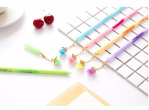 5 pcs/Lot Detachable pendant gel pen Fruit & Luminous wish ball black ink pen Gift Stationery office school supplies 6190