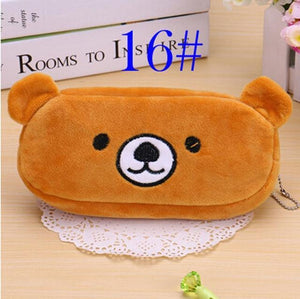 1 PCS Cute Cartoon Plush Pencil Case Kawaii Large Size School Kids Pencil Box Animals Stationery Fashion Makeup Bag for Women