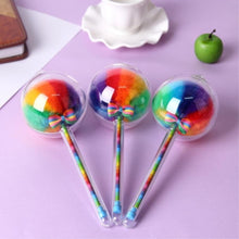 Load image into Gallery viewer, Cute 0.5mm Plastic Gel Pen Colorful Rainbow Plush Pen Fountain Signing Black Ink Color Pen Office School Pencil Lollipop Bow tie
