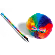 Load image into Gallery viewer, Cute 0.5mm Plastic Gel Pen Colorful Rainbow Plush Pen Fountain Signing Black Ink Color Pen Office School Pencil Lollipop Bow tie
