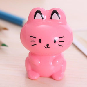 Student Cute Kawaii Cartoon Cat Plastic School Pencil Sharpener For Kids Stationery Gift 6302