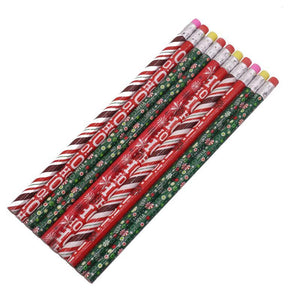 10 Pcs Christmas Pattern 187*8mm Eraser Wood Hb Pencil Color Pen Pole Children Students Painting Sketch Write Student Stationery