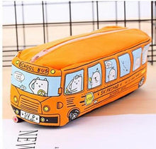 Load image into Gallery viewer, cute School Bus Pencil Case,large capacity canvas car pencil bag,orange,red,yellow,blue available
