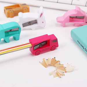 8PCS Cute Animal Pencil Sharpener Cartoon Stationery Cat and Duck Plastic Pencil Sharpeners for Kids Student School Gift