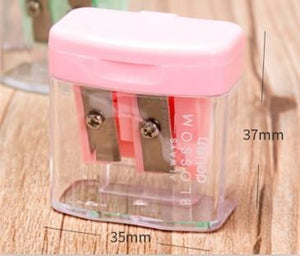 Double Holes Plastic Pencil Sharpeners Candy Color Transparent Standard Pencil Cutting Machine Deli 0576