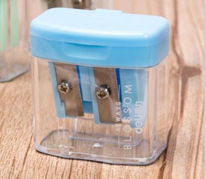 Double Holes Plastic Pencil Sharpeners Candy Color Transparent Standard Pencil Cutting Machine Deli 0576