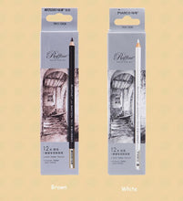 Load image into Gallery viewer, Sketch Pencil Soft Safe Non-toxic Standard Brown/White Pencil Painting Professional Drawing Sketching Office School Supply
