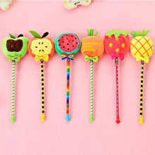 Load image into Gallery viewer, 1pcs/Lot soft plush Fresh Fruit  gel pen fluffy natural 0.38mm Black Signature pen funny gift Stationery children student gifts
