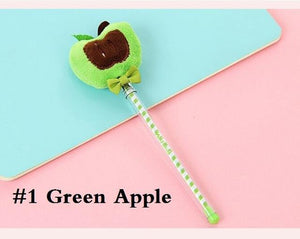 1pcs/Lot soft plush Fresh Fruit  gel pen fluffy natural 0.38mm Black Signature pen funny gift Stationery children student gifts