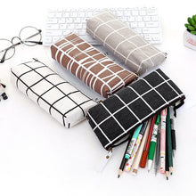 Load image into Gallery viewer, Stationery Canvas Pencil Case school Pencil Bag Simple Striped grid pencilcase Office Supplies Pen bag Students Pencils Writing
