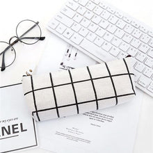 Load image into Gallery viewer, Stationery Canvas Pencil Case school Pencil Bag Simple Striped grid pencilcase Office Supplies Pen bag Students Pencils Writing
