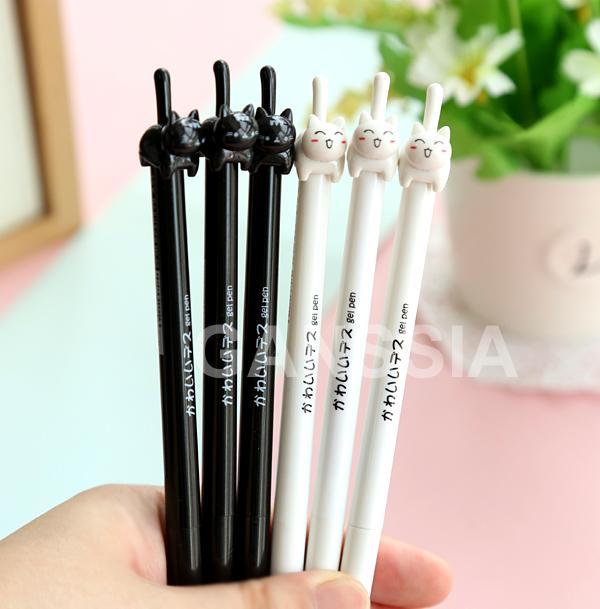 1PC/lot Kawaii cat Gel pen Cute cats click type 0.5mm black ink pens zakka Stationery Canetas escolar school supplies(ss-a962)