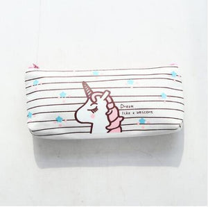 Big Zipper Unicorn Pencil Case Big capacity Canvas School Pencil Bag Storage bag pen Pouch School Supplies Stationery Estuches