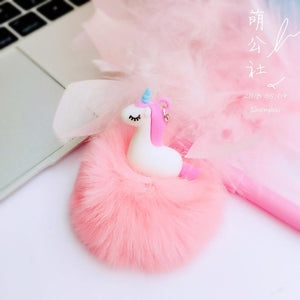 Pink Flamingo Unicorn Fluffy Ball Gel Pen Ink Pen 0.5mm Black Ink Promotional Gift Stationery School Office Supplies