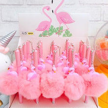 Load image into Gallery viewer, Pink Flamingo Unicorn Fluffy Ball Gel Pen Ink Pen 0.5mm Black Ink Promotional Gift Stationery School Office Supplies
