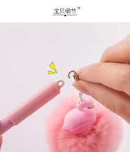 Load image into Gallery viewer, Pink Flamingo Unicorn Fluffy Ball Gel Pen Ink Pen 0.5mm Black Ink Promotional Gift Stationery School Office Supplies
