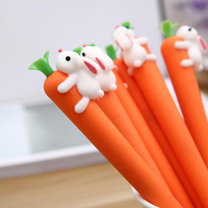 Korean Stationery Creative Carrot Rabbit Gel Pens Kawaii Pen 0.5mm Gel Ink Pen