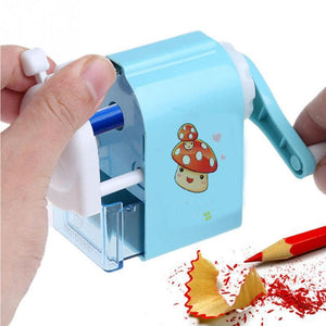 Lovely Cartoon Print Stationery Pencil Sharpener Hand Mechanical Windmill Cutting Tools School Gift Blue/Pink