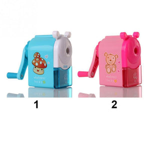 Lovely Cartoon Print Stationery Pencil Sharpener Hand Mechanical Windmill Cutting Tools School Gift Blue/Pink