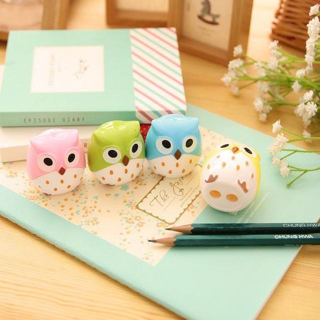 1 Pc Kawaii Owl sharpener cutter blades promotional Pencil sharpener with two holes Gift Stationery Office School Supplies