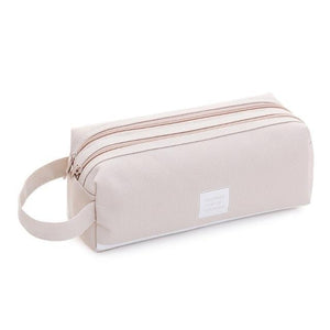 Portable 2 level Large Capacity Canvas Pencil Case Bag Pen Box Zipper Bags School Supplies Stationery